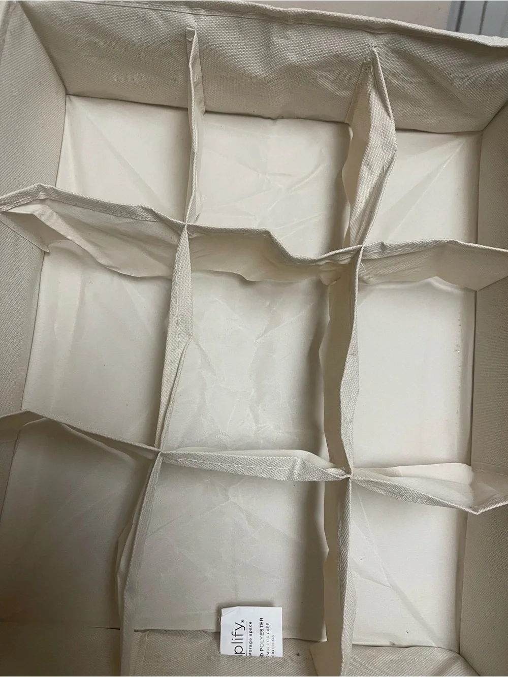 9-Compartment Fabric Storage Organizer - Cream